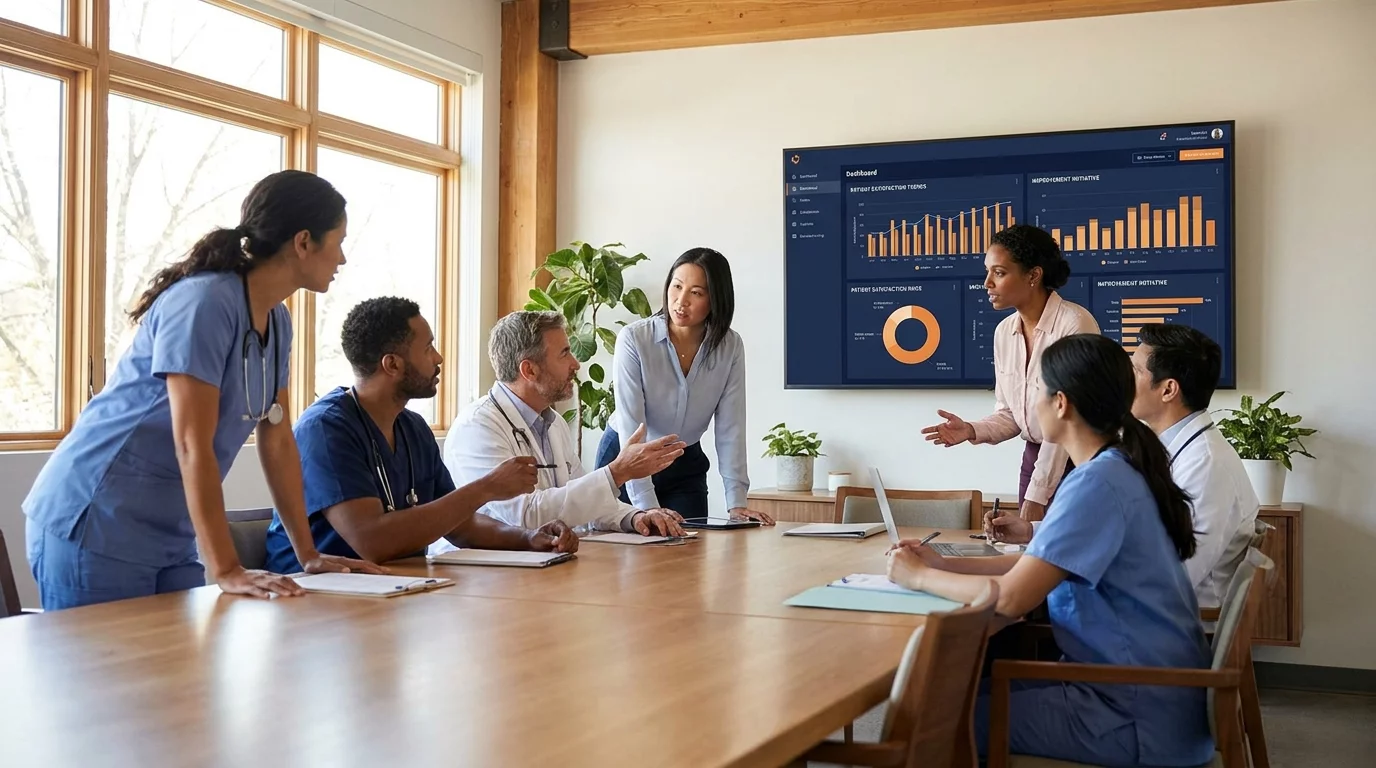 Equipe medicale analysant dashboard avis patients